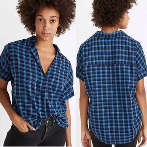 Madewell NWOT Short Sleeve Plaid Park Popover